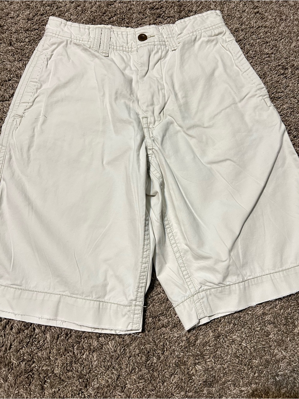 American Eagle Outfitters Men's White Flat-Front Casual Shorts